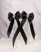 Chrome Pearlescent Black Twin Tail Bows (Preorder)