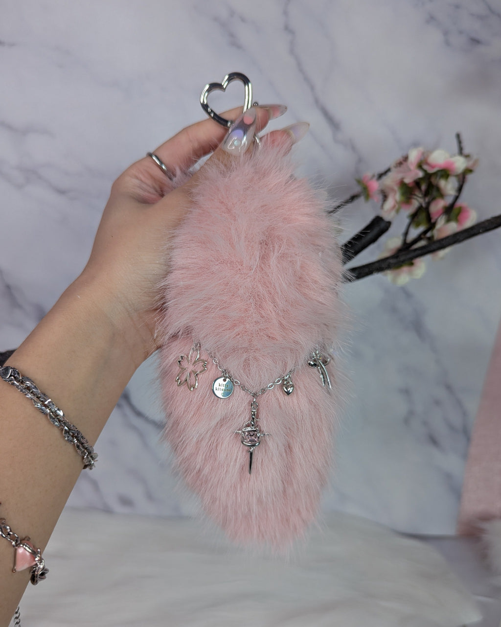 Black Sakura Ears + Bows + Keychain Tail Set (Preorder)