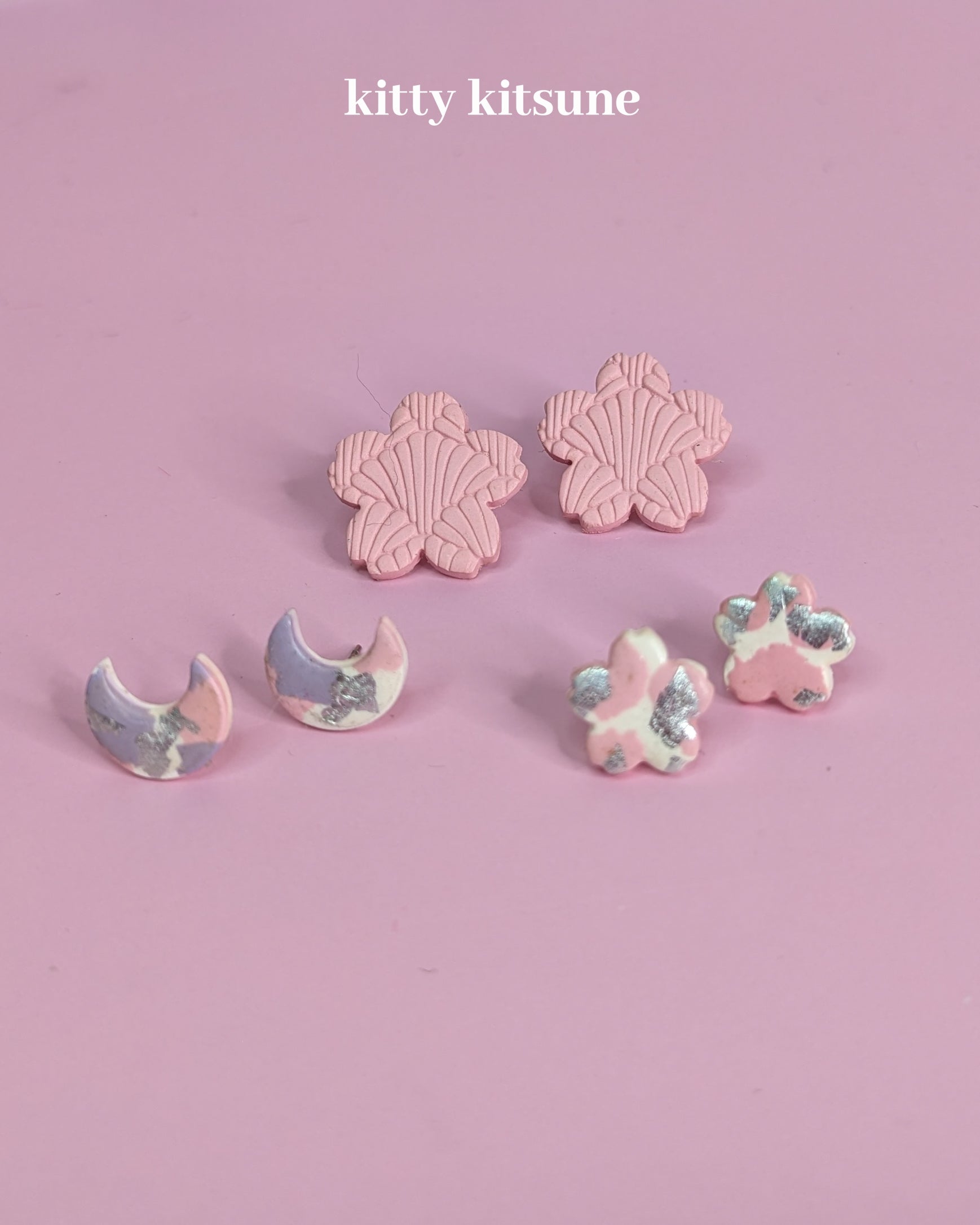 Mini Marble Moon Earrings